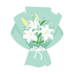Lily baby breath flower bouquet