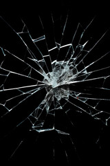 Broken glass texture. Isolated realistic cracked glass effect
