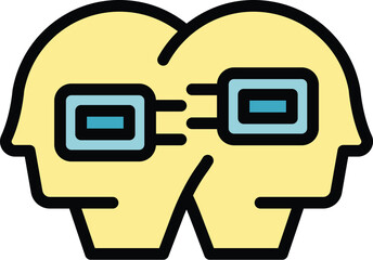 Corporate team icon outline vector. Social responsibility. Public care color flat