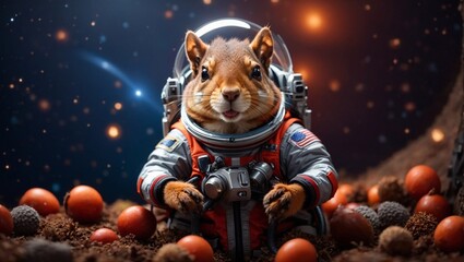 Obraz na płótnie Canvas Astronaut squirrel