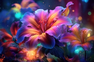 Obraz na płótnie Canvas Psychedelia neon colors fantasy flower background