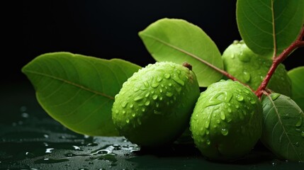 Guava fruit with leaf