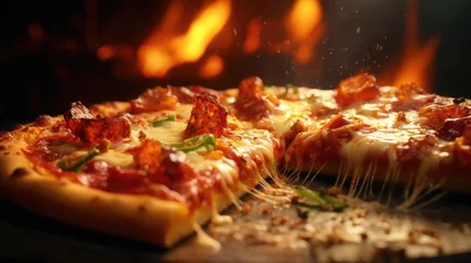 Foto op Plexiglas pizza on the grill © King
