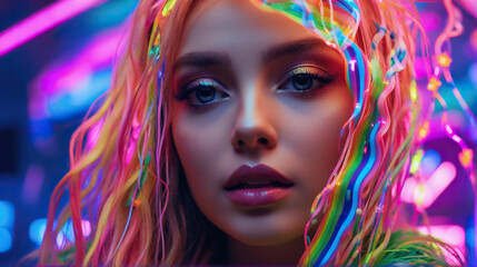 portrait of a woman with colorful makeup