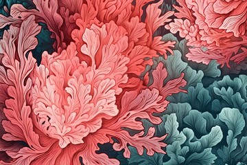 Coral Breeze: Harmonious Warm and Cool Pattern (Generative AI)
