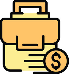 Business trend briefcase icon outline vector. Chart element. Seo web color flat