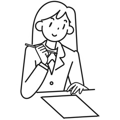 テストを受ける女子高生のイラスト