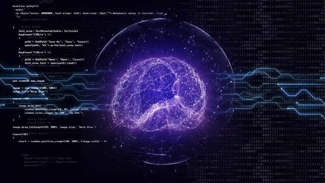 3D Artificial Intelligence Brain and Technology Background, Loop
