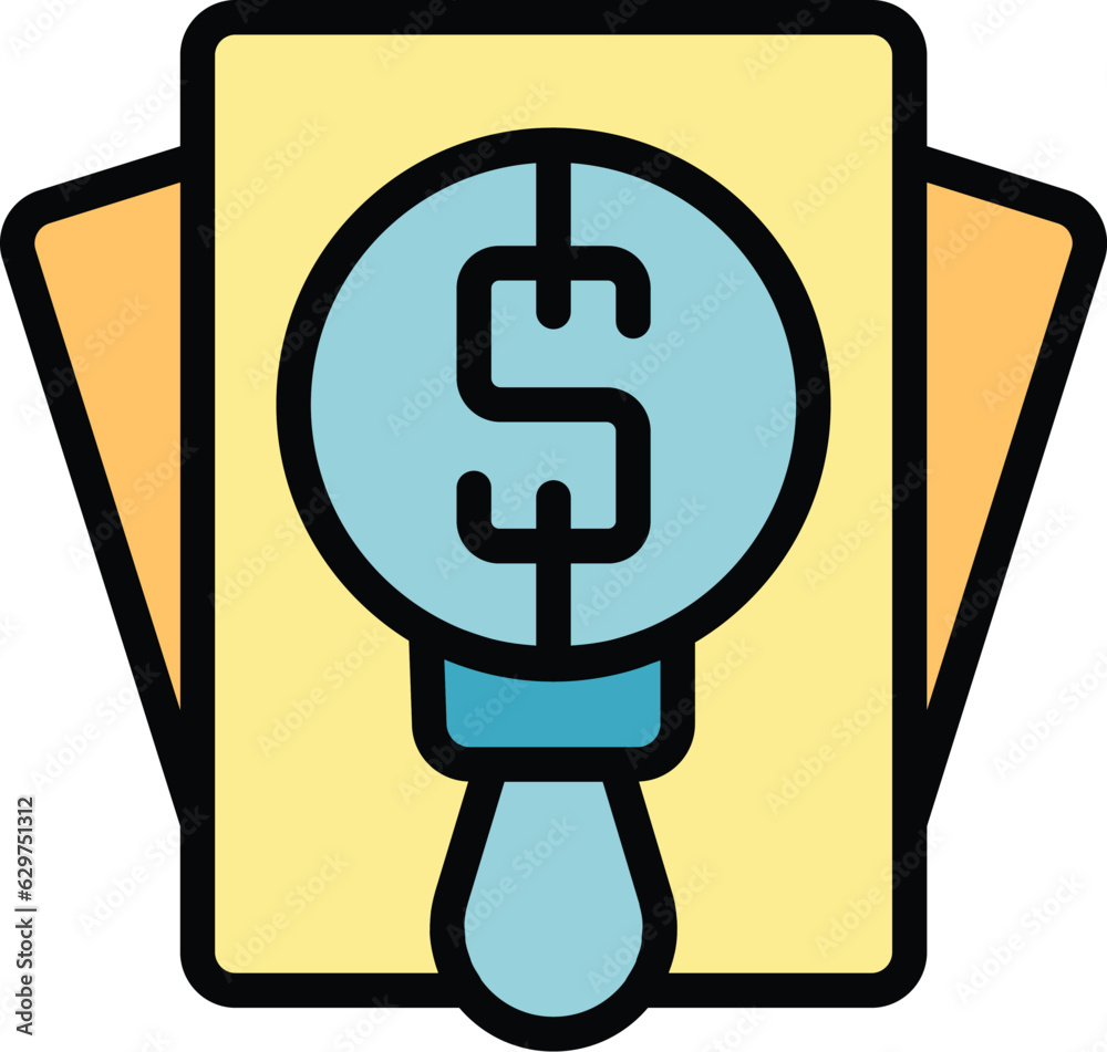 Sticker money stamp trend icon outline vector. seo site. network search color flat