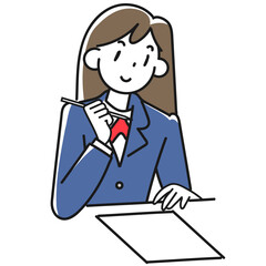 テストを受ける女子高生のイラスト