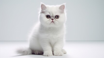 white persian cat on white