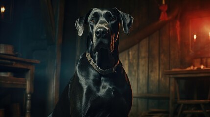 portrait of a black and white dog Great Dane dog 4k