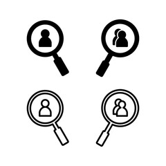 Hiring icon vector. search job vacancy icon. magnifying glass looking for people