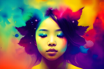 Obraz na płótnie Canvas a girl in a dream creative by AI, generative AI
