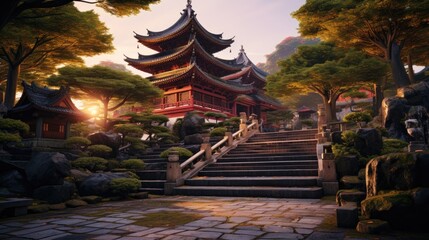 chinese temple in the night