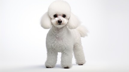 white poodle puppy on white