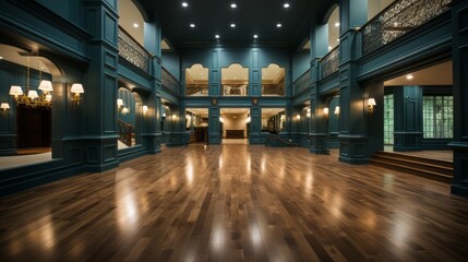 Urban Corridor: Illuminated Interiors Unveiling Architectural Ambiance, generative AI