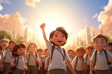 3D rendering of Children's Day the dawn of children's rights