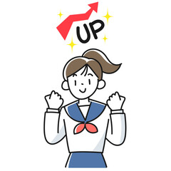 成績が上がって喜ぶ女子高生