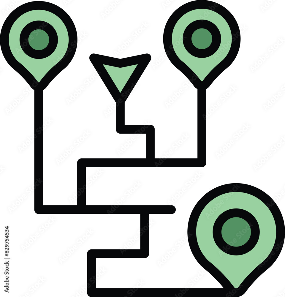 Wall mural route gps icon outline vector. store shop. pin point color flat - Wall murals