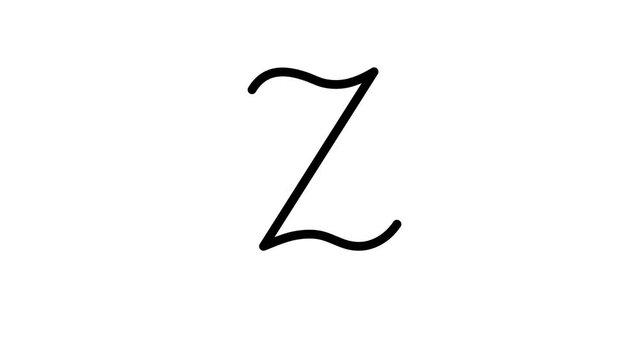 Z letter big writing cartoon animation. Compatibile part of alphabet serie. Handwriting educational style for children. Good for education movies, presentation, learning alphabet, etc...