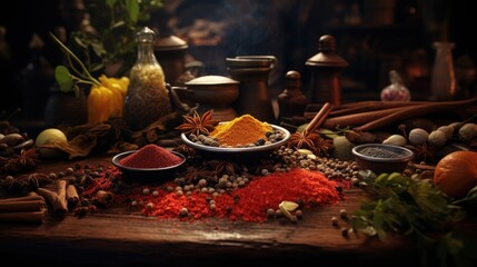 spices and herbs on the table