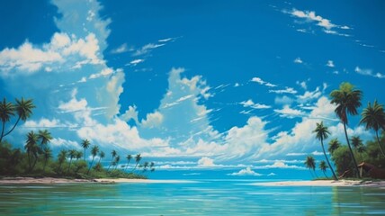 青い空と南国の砂浜：AI作品
