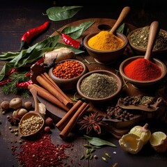 spices and herbs Spices on black background  an amazing photo highly