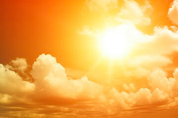 Heat wave of extreme sun and sky background. Hot weather and global warming concept - obrazy, fototapety, plakaty