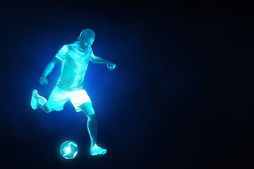 Soccer player on blue background