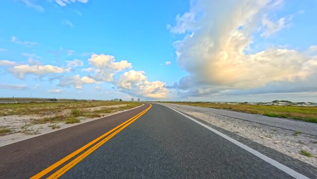 Driving on the 399 Pensacola Beach scenic route circa 2023