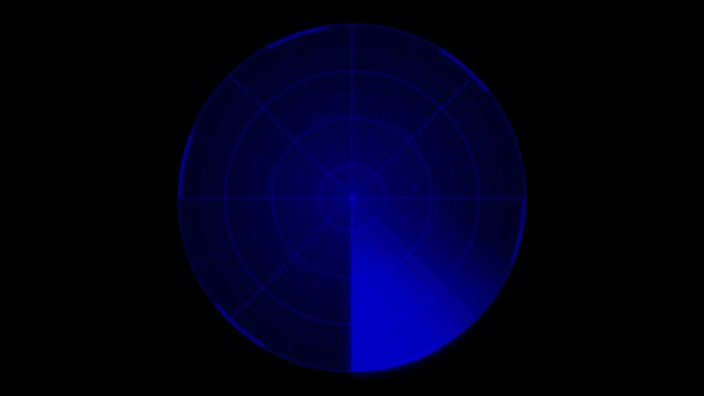 探知・探索・レーダー画面のイメージのアニメーション素材　黒背景　10秒・ループ　ブルー２