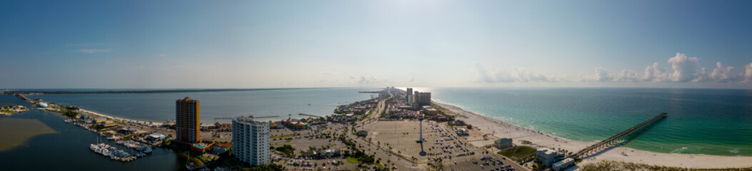 Aerial panorama Pensacola Beach Florida USA circa 2023
