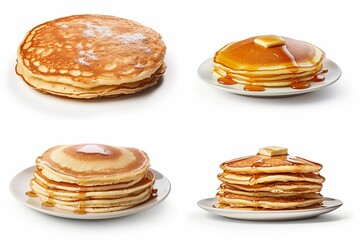 pancake set isolated on white background. - obrazy, fototapety, plakaty