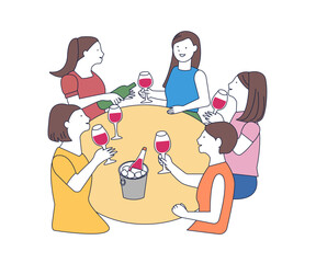 ワインを楽しむ女性たち