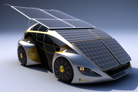 Image of cutting-edge car featuring solar panels. Generative AI