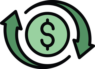 Money convert icon outline vector. Bank app. Mobile payment color flat