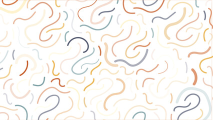 Memphis wallpaper with abstract shapes - squiggly yellow green red blue lines. Seamless pattern. Vector illustration.