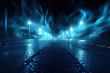 Street Lights' Dance: Reflections on a Dark, Wet Night (Generative AI)