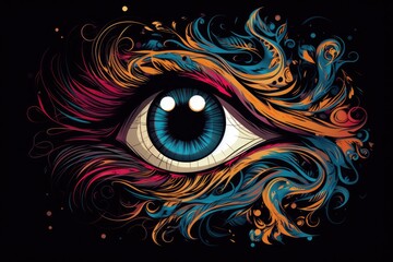A vibrant and intricate patterned eye