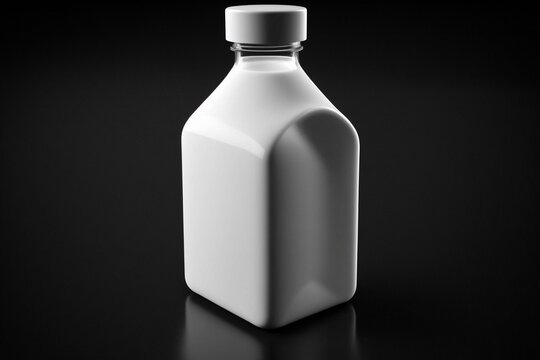 Isolated white bottle in black color. Generative AI