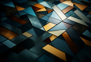 a shiny black wallpaper with  geometric shapes, in the style of cubist multifaceted angles, hard surface modeling, abstract minimalism appreciator, metal compositions - obrazy, fototapety, plakaty