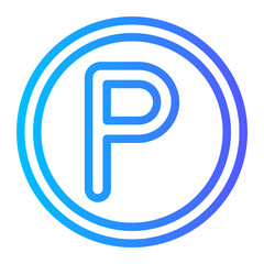 parking sign gradient icon