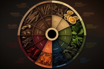 Coffee concept showcasing flavor wheel. Generative AI