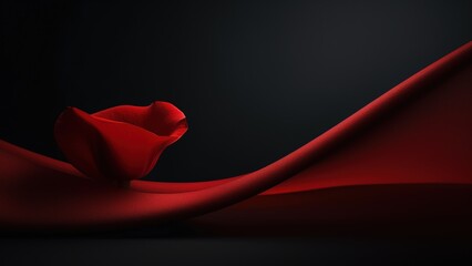 Top view and close-up image of beautiful blooming red rose flowers in corner on black background with copy space
