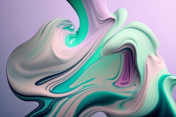 Pastel fluid stroke in mint and lilac hues. Generative AI