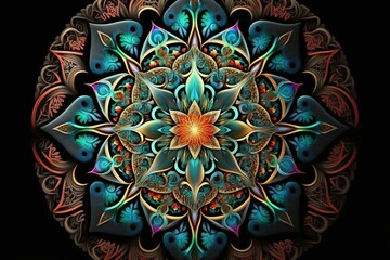 A stunning, multicolored kaleidoscope with intricate patterns and designs. Generative AI