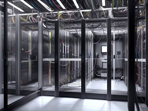 Server room data center with Generative AI.