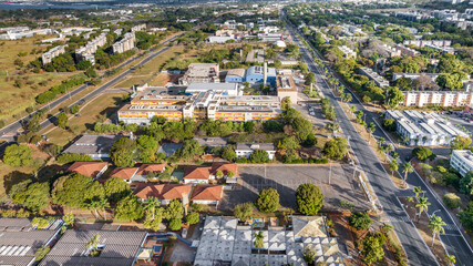 Brasília, Brazil, 07/21/2023. Aerial view of the buildings located between Expressways L2 North and L3 North, between blocks 410 North and 408 North. North Wing
