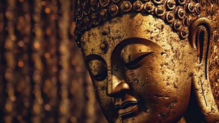 Fototapeta na wymiar A close-up of a serene Buddha statue
